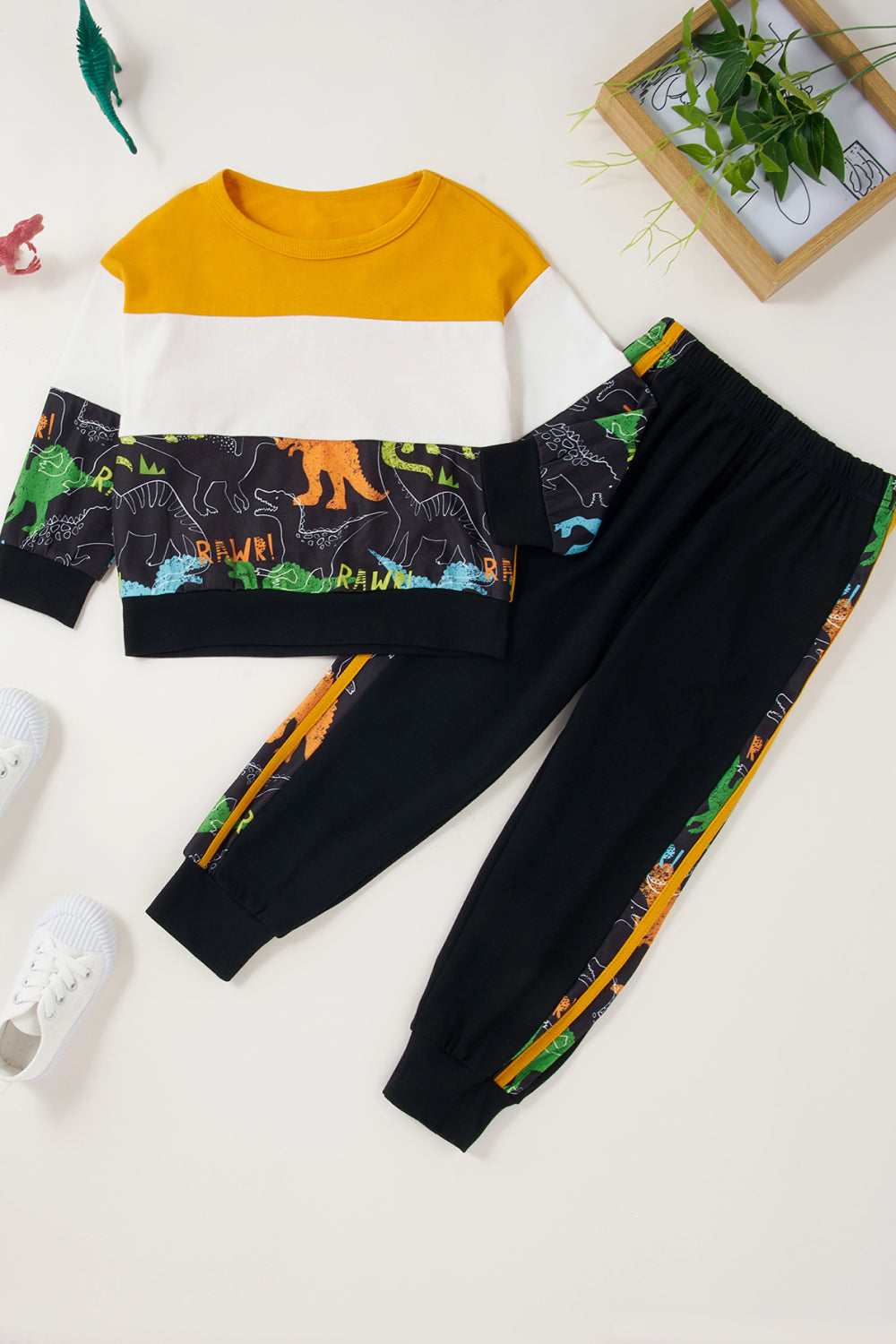 Boys Color Block Top and Pants Set