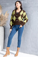 Load image into Gallery viewer, Geometric Button Up Dropped Shoulder Cardigan

