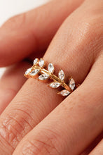 Load image into Gallery viewer, Inlaid Zircon Leaf Open Ring
