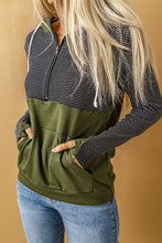 Load image into Gallery viewer, Striped Color Block Half-Zip Hoodie
