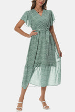 Load image into Gallery viewer, Surplice Neck Flutter Sleeve Tied Dress
