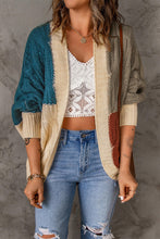 Load image into Gallery viewer, Color Block Cable-Knit Batwing Sleeve Cardigan
