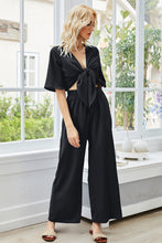 Load image into Gallery viewer, Tie Front Top &amp; Wide Leg Pants Set
