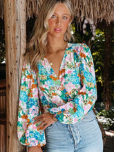 Load image into Gallery viewer, Printed Surplice Balloon Sleeve Blouse

