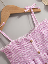 Load image into Gallery viewer, Girls Gingham Decorative Button Smocked Dress
