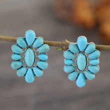 Load image into Gallery viewer, Flower Shape Artificial Turquoise Earrings
