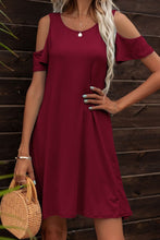 Load image into Gallery viewer, Floral Round Neck Cold-Shoulder Dress
