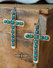 Load image into Gallery viewer, Artificial Turquoise Cross Shape Earrings
