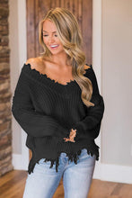 Load image into Gallery viewer, Frayed Hem Dropped Shoulder Sweater
