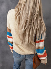 Load image into Gallery viewer, Striped Dropped Shoulder Crewneck Ribbed Trim Sweater
