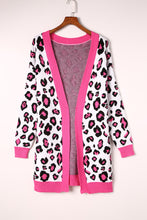 Load image into Gallery viewer, Leopard Contrast Trim Open Front Longline Cardigan
