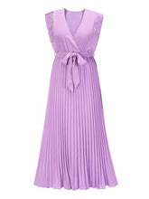 Load image into Gallery viewer, Tied Surplice Cap Sleeve Pleated Dress
