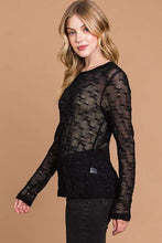 Load image into Gallery viewer, Culture Code Full Size Round Neck Mesh Perspective Top
