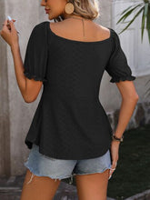 Load image into Gallery viewer, Ruched V-Neck Flounce Sleeve Blouse
