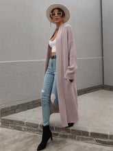 Load image into Gallery viewer, Waffle Knit Open Front Duster Cardigan With Pockets
