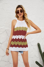 Load image into Gallery viewer, Striped Openwork Sleeveless Knit Top
