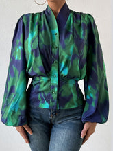 Load image into Gallery viewer, Tie-Dye Button Up Balloon Sleeve Blouse
