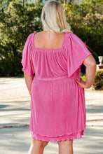 Load image into Gallery viewer, Plus Size Square Neck Frill Trim Flutter Sleeve Dress
