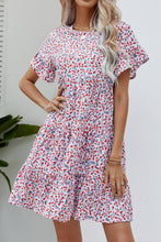 Load image into Gallery viewer, Ditsy Floral Flounce Sleeve Tiered Dress
