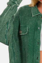 Load image into Gallery viewer, Zenana Button Up Washed Waffle Shacket
