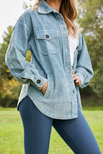 Load image into Gallery viewer, Zenana Corn Maze Full Size Vintage Washed Corduroy Shacket in Blue Grey
