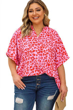 Load image into Gallery viewer, Plus Size Printed Notched Neck Half Sleeve Top
