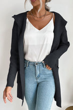 Load image into Gallery viewer, Ribbed Open Front Hooded Cardigan with Pockets
