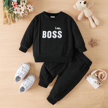 Load image into Gallery viewer, LITTLE BOSS Round Neck Long Sleeve Tee and Pants Set
