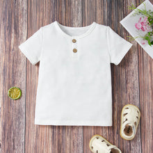 Load image into Gallery viewer, Kids Quarter Button T-Shirt and Drawstring Waist Shorts Set
