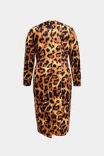 Load image into Gallery viewer, Surplice Neck Leopard Long Sleeve Dress
