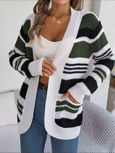 Load image into Gallery viewer, Striped Open Front Long Sleeve Cardigan
