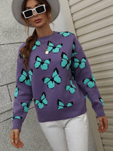 Load image into Gallery viewer, Butterfly Dropped Shoulder Crewneck Sweater
