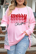 Load image into Gallery viewer, Plus Size MERRY CHRISTMAS Leopard Round Neck Sweatshirt
