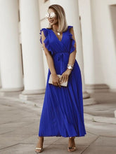 Load image into Gallery viewer, Tied Surplice Cap Sleeve Pleated Dress
