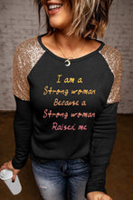 Load image into Gallery viewer, Letter Graphic Sequin Raglan Sleeve Top
