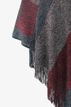 Load image into Gallery viewer, Color Block Fringe Hem Poncho
