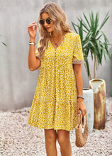 Load image into Gallery viewer, Floral Buttoned Puff Sleeve Dress
