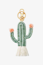 Load image into Gallery viewer, Bead Trim Cactus Keychain with Fringe
