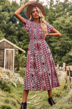 Load image into Gallery viewer, Printed Tie Back Flutter Sleeve Dress
