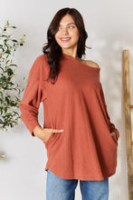 Load image into Gallery viewer, BOMBOM Drop Shoulder Long Sleeve Blouse with Pockets

