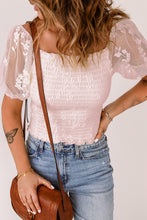 Load image into Gallery viewer, Smocked Spliced Lace Frill Trim Top
