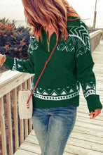 Load image into Gallery viewer, Zip-Up Mock Neck Dropped Shoulder Pullover Sweater
