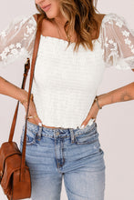 Load image into Gallery viewer, Smocked Spliced Lace Frill Trim Top
