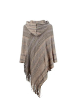 Load image into Gallery viewer, Striped Fringe Hem Hooded Poncho
