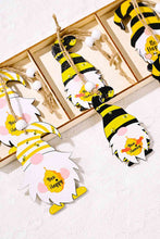 Load image into Gallery viewer, 3-Pack Bee Wood Gnome Ornaments
