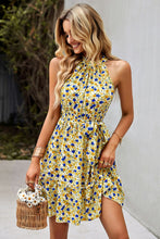 Load image into Gallery viewer, Floral Belted Frill Trim Mini Dress
