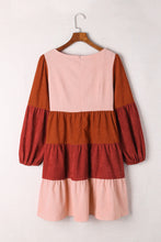 Load image into Gallery viewer, Color Block Square Neck Tiered Dress
