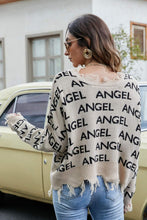 Load image into Gallery viewer, ANGEL Distressed V-Neck Dropped Shoulder Sweater
