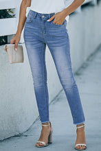 Load image into Gallery viewer, High Waist Raw Hem Skinny Jeans
