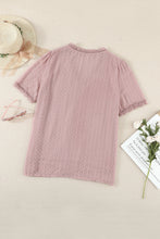 Load image into Gallery viewer, Swiss Dot Lace Trim Plunge Blouse
